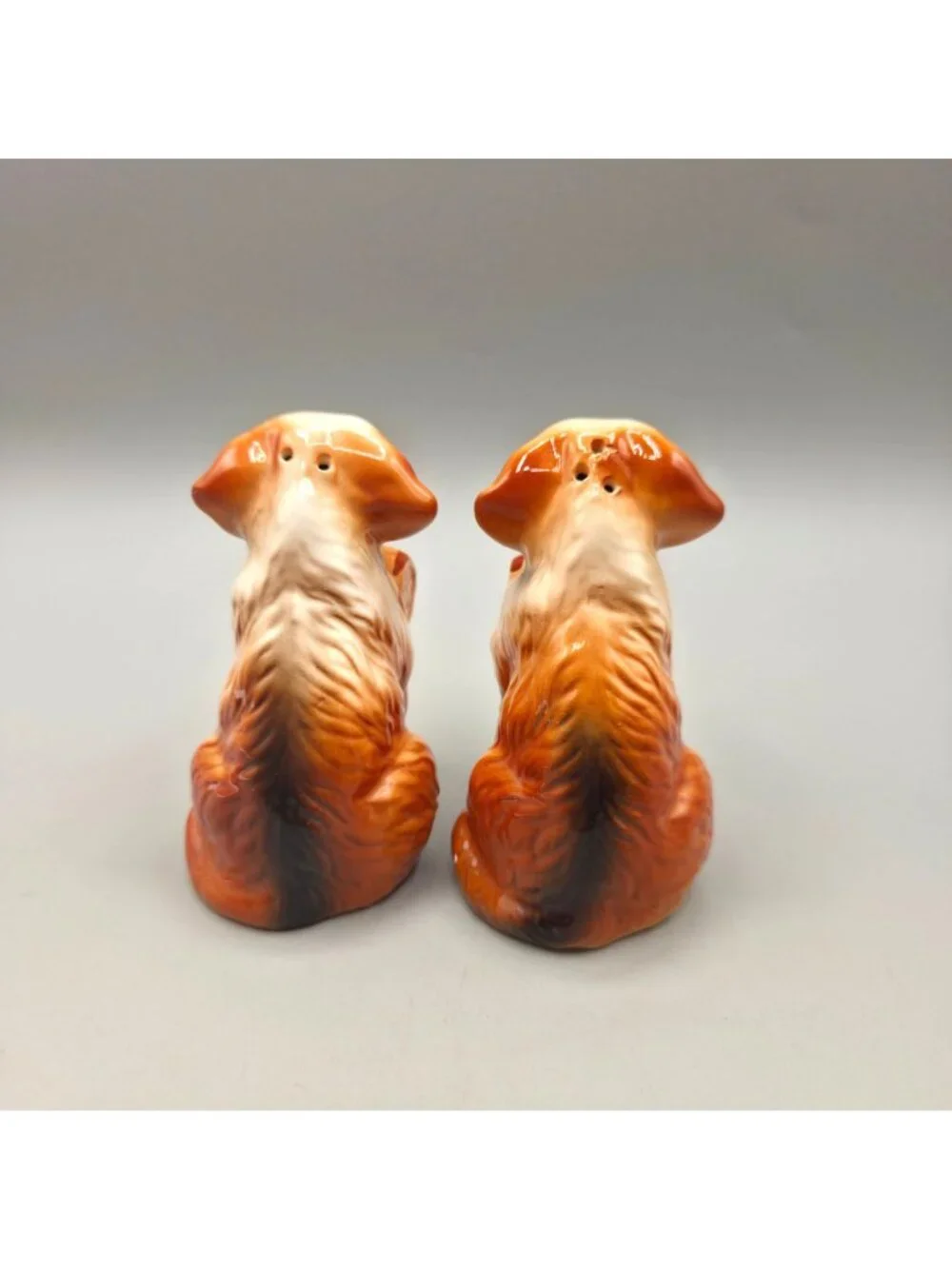 Vintage Norcrest St Bernard Dog Salt Pepper Shakers Ceramic Figural Korea 1970s